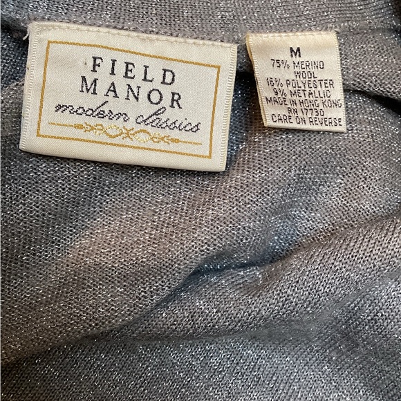Field Manor Merino Wool Blend Cardigan Silver Metallic - Picture 4 of 6